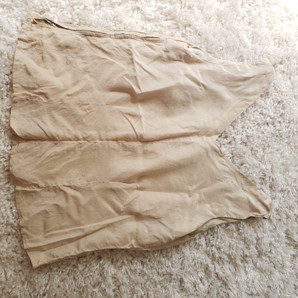 1950s 1960s Vintage Silk Nude Beige V Neck Tank Crop Top Monochrome #22 - Picture 5 of 9